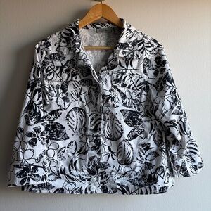 Coral Bay Black & White Botanical Print Jacket